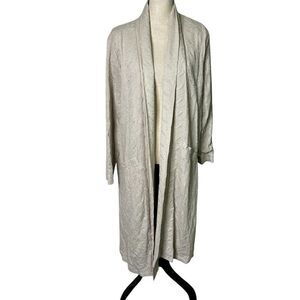 BB Dakota Duster Womens Large Creme Open Front Lined Side‎ Slits Long Sleeve NEW